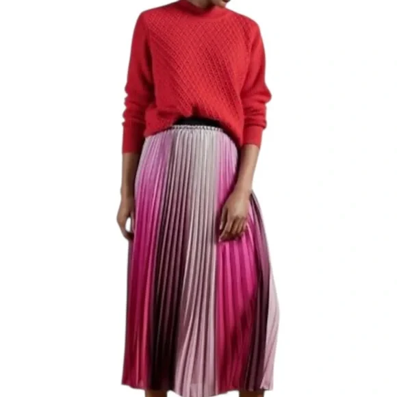 Ted Baker London Austenn Alpaca Wool Cable Knit Sweater Coral Red Top 1 XS-S - Picture 15 of 16